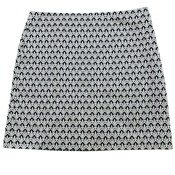 Talbots Navy Blue White Gatsby Art Deco Straight Skirt Size 14 Preppy NWOT - Picture 2 of 9